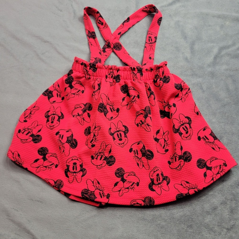 Disney Junior Minnie Mouse Red & Black Girls Sleeveless Top 5T Overall Resort